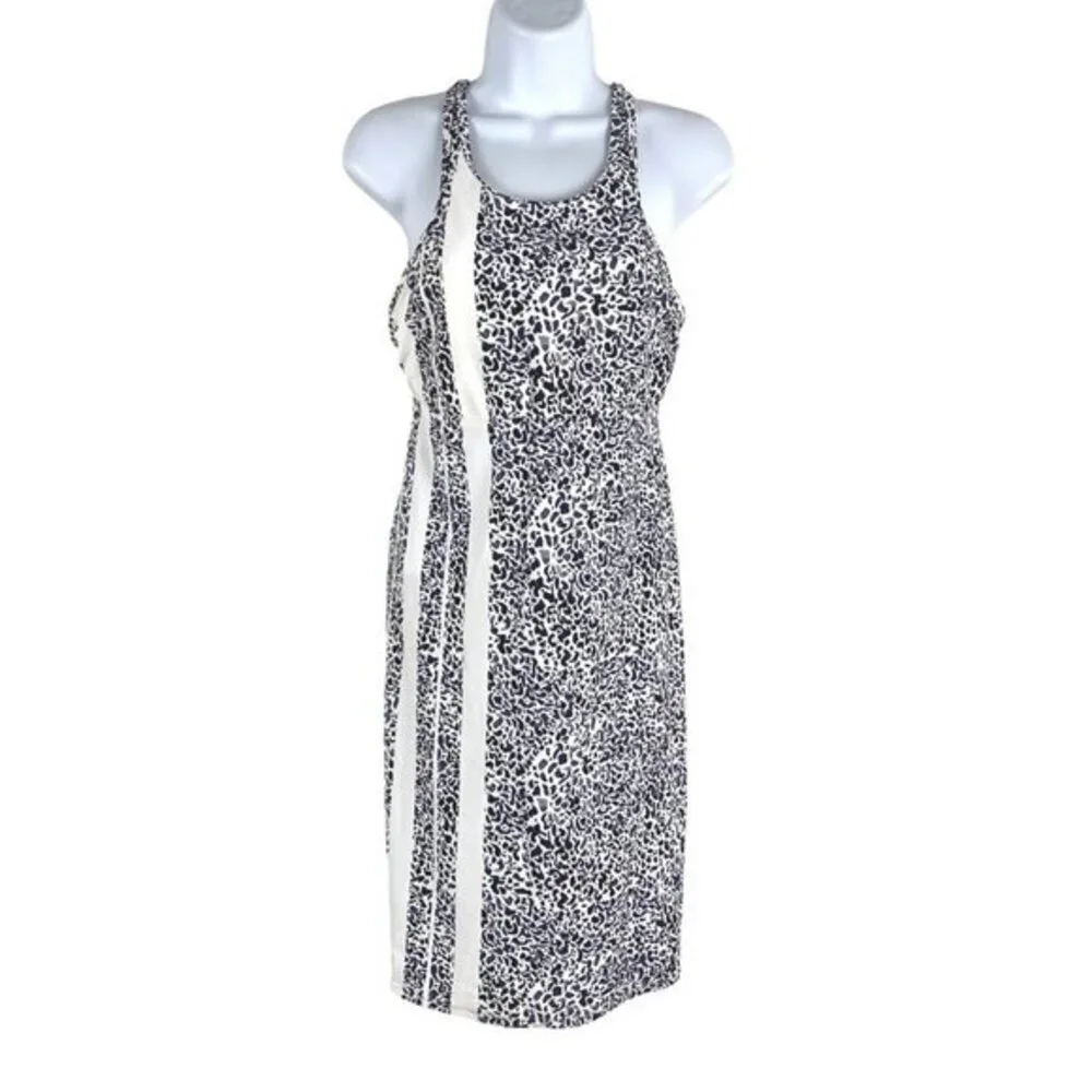 Athleta Zimbabwe High Neck‎ Swim Dress Leopard Sleeveless Women's Size 36 B/C
